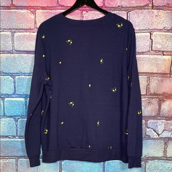 Floral Navy Pullover Sweatshirt with Yellow XXL - Picture 3 of 4